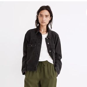 Madewell black denim flap-pocket jacket